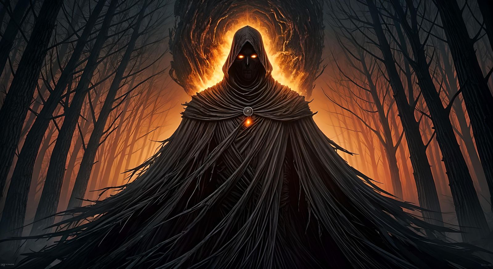 Eerie Shadow Figure in a Dark Forest