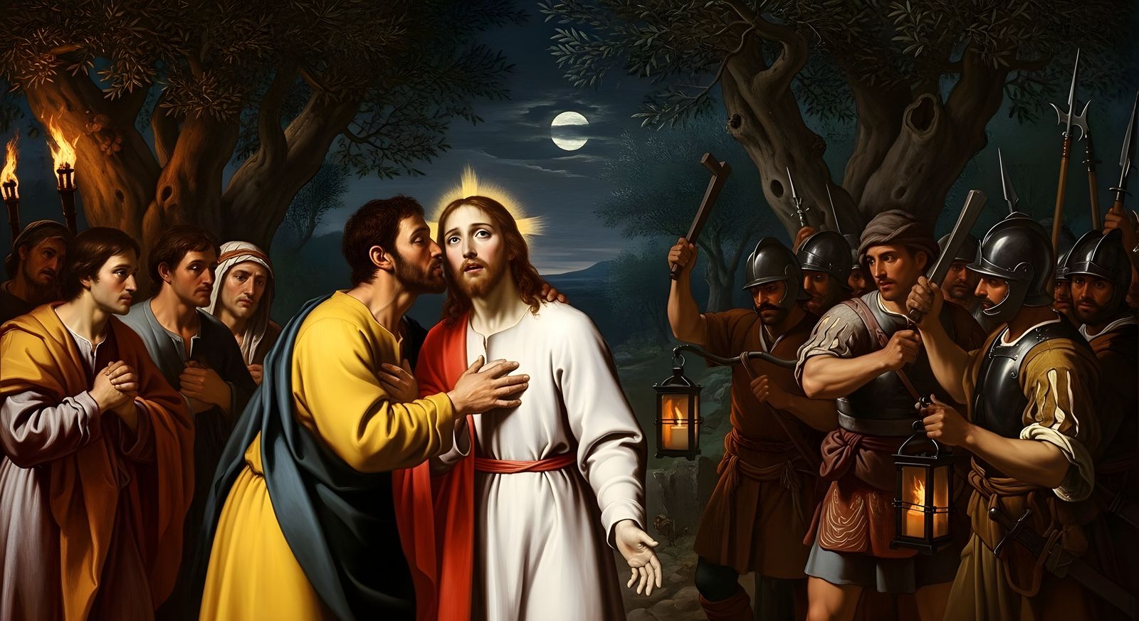 Judas' Betrayal: Jesus in Gethsemane, Baroque Painting