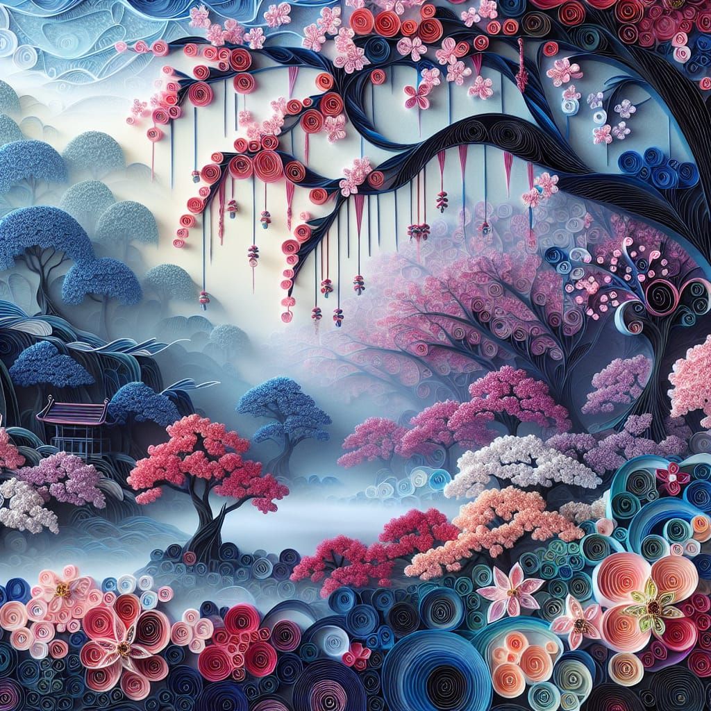 Quilled Japanese Cherry Blossom Paradise