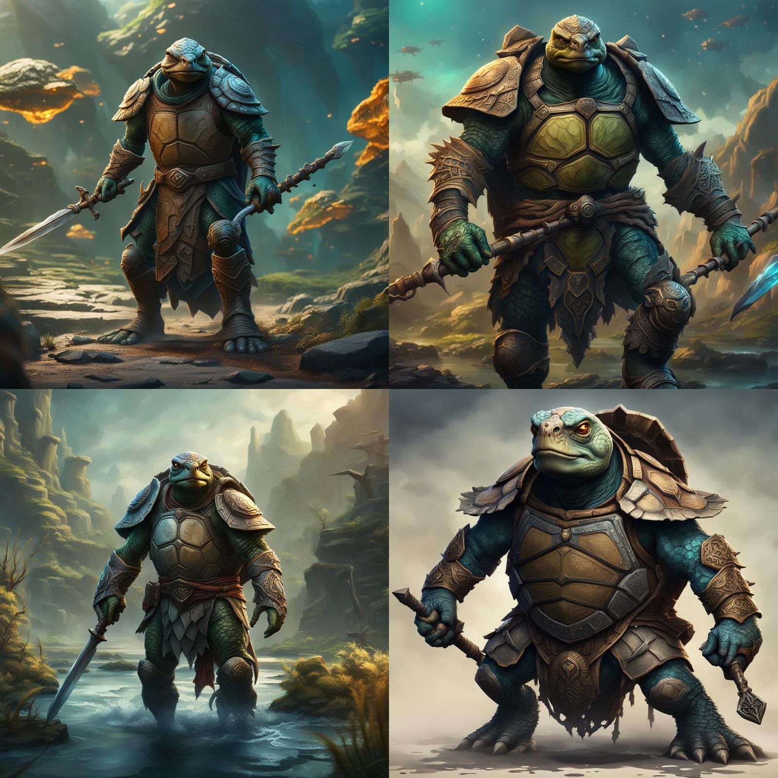 Fantasy Turtle Warrior in Detailed Digital Painting