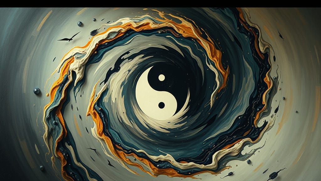 Surreal Vortex of Yin and Yang Energies in Dreamlike, Matte...