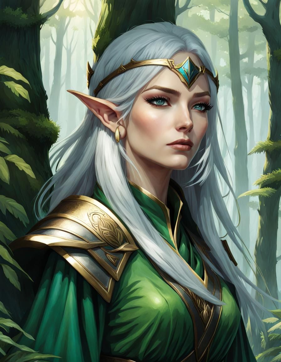Elf Ranger Portrait in Ancient Forest