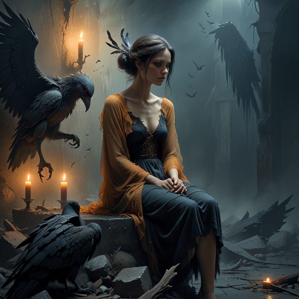 Dark Fantasy Figure in Shattered Remnants