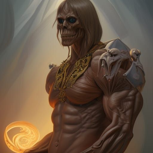 Muscular Skeletor Portrait in D&D Fantasy Style