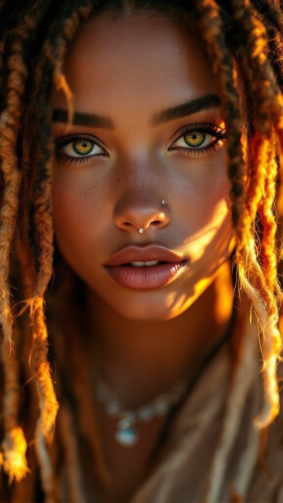 Vibrant Goddess in Golden Light
