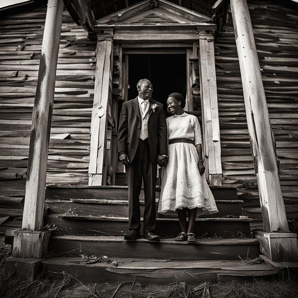 Interracial Couple's Wedding Day in Rural Virginia