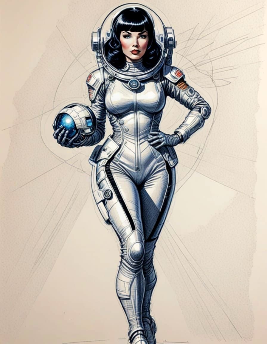 Retro Fantasy Spacesuit Goddess in Frazetta-Inspired Art