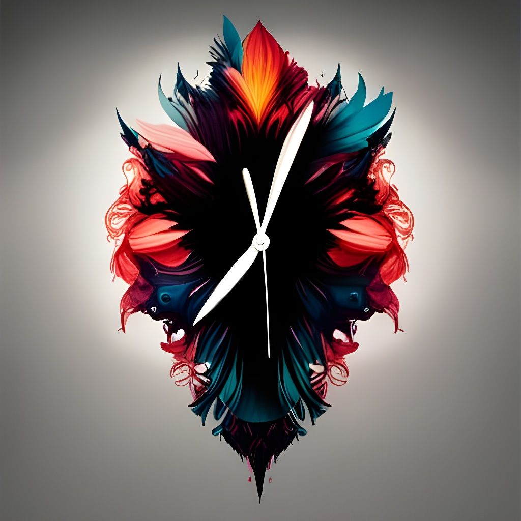 Dramatic Inkblot Clock in Oil Painting Style
