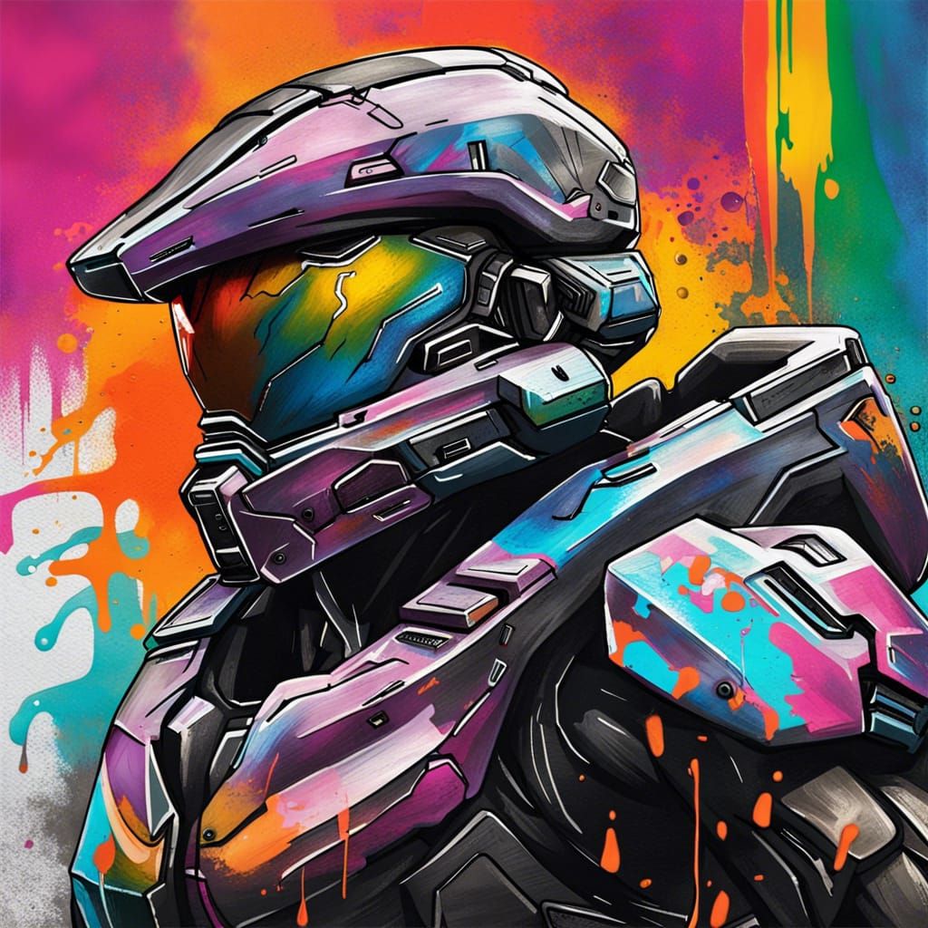 Halo Spartan Profile Picture in Graffiti Art Style