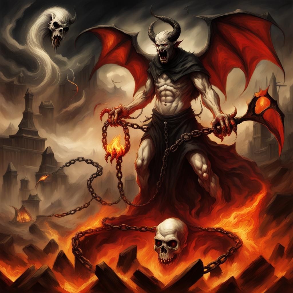 Demonic Devil in Hell: A Dismal Black and White Creation