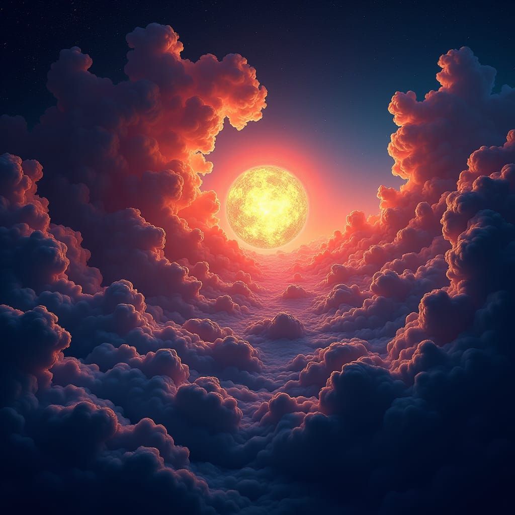 Midnight Solar Scape: Crystalline Structures in Fantasy Art