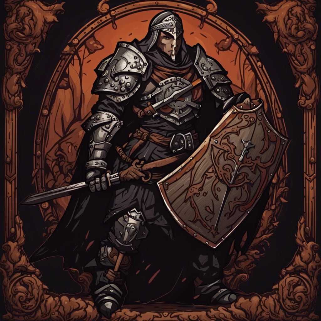 Fantasy Paladin in Darkest Dungeon Style