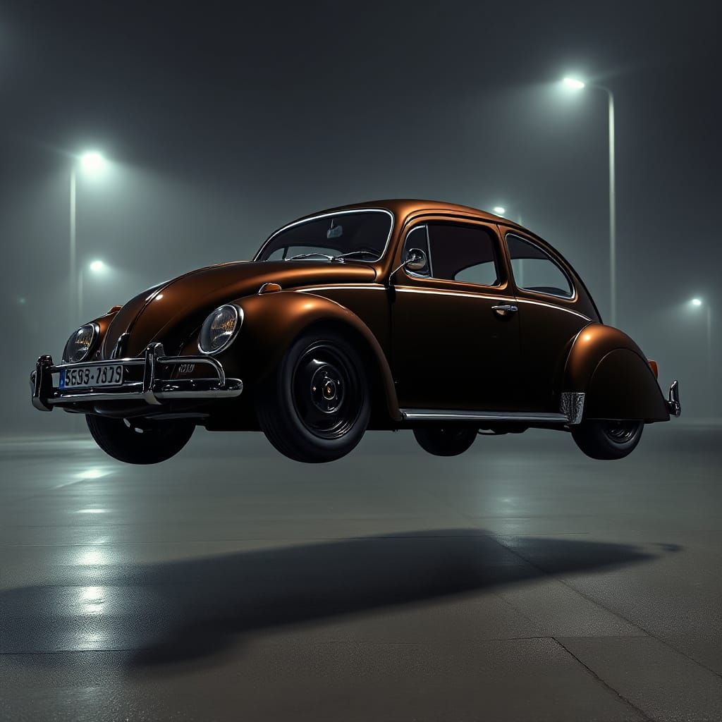 Dark Chocolate Brown 1960 Volkswagen Beetle in Futuristic, L...