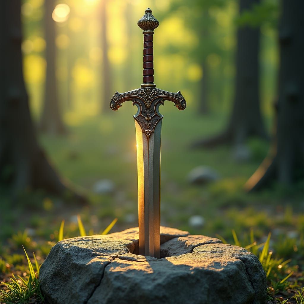 Excalibur Shines in Forest Stone
