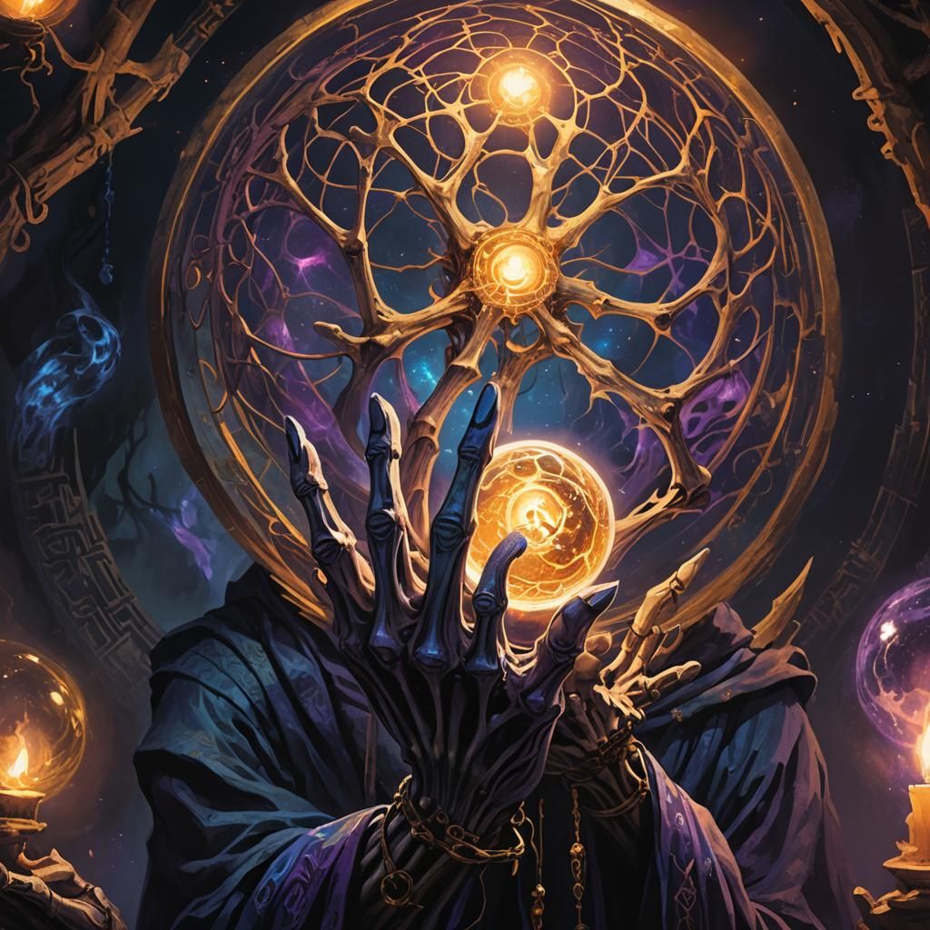 Death's Grasp: Ethereal Orb in Dark Fantasy Art