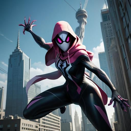 Spider Gwen as Colossal Giant Woman in City