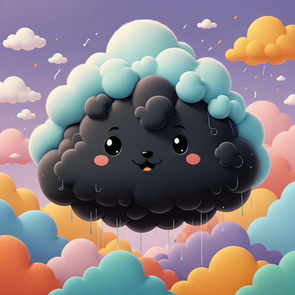 Black cloud balloon pet character cartoon.