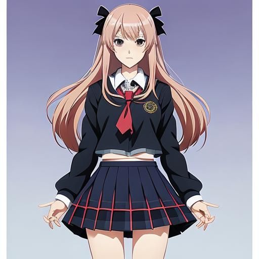 Anime Style School Girl in Manga Art