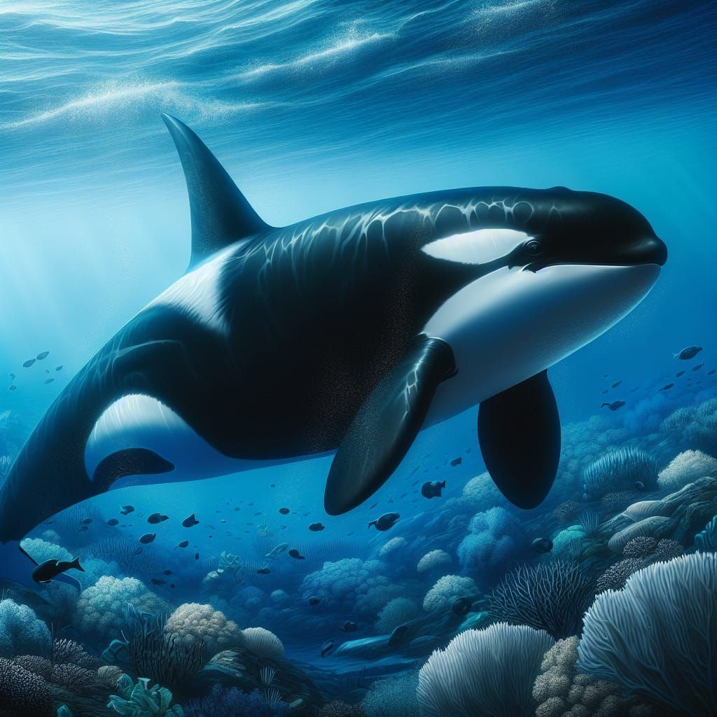 Detailed Orca Illustration in Natural Habitat