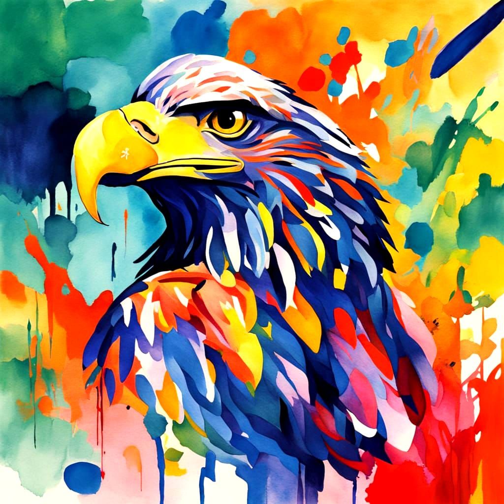 Wild Eagle in Vibrant Watercolor
