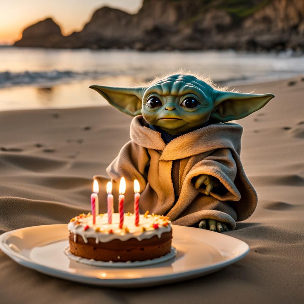 Baby Yoda's Beach Birthday Celebration