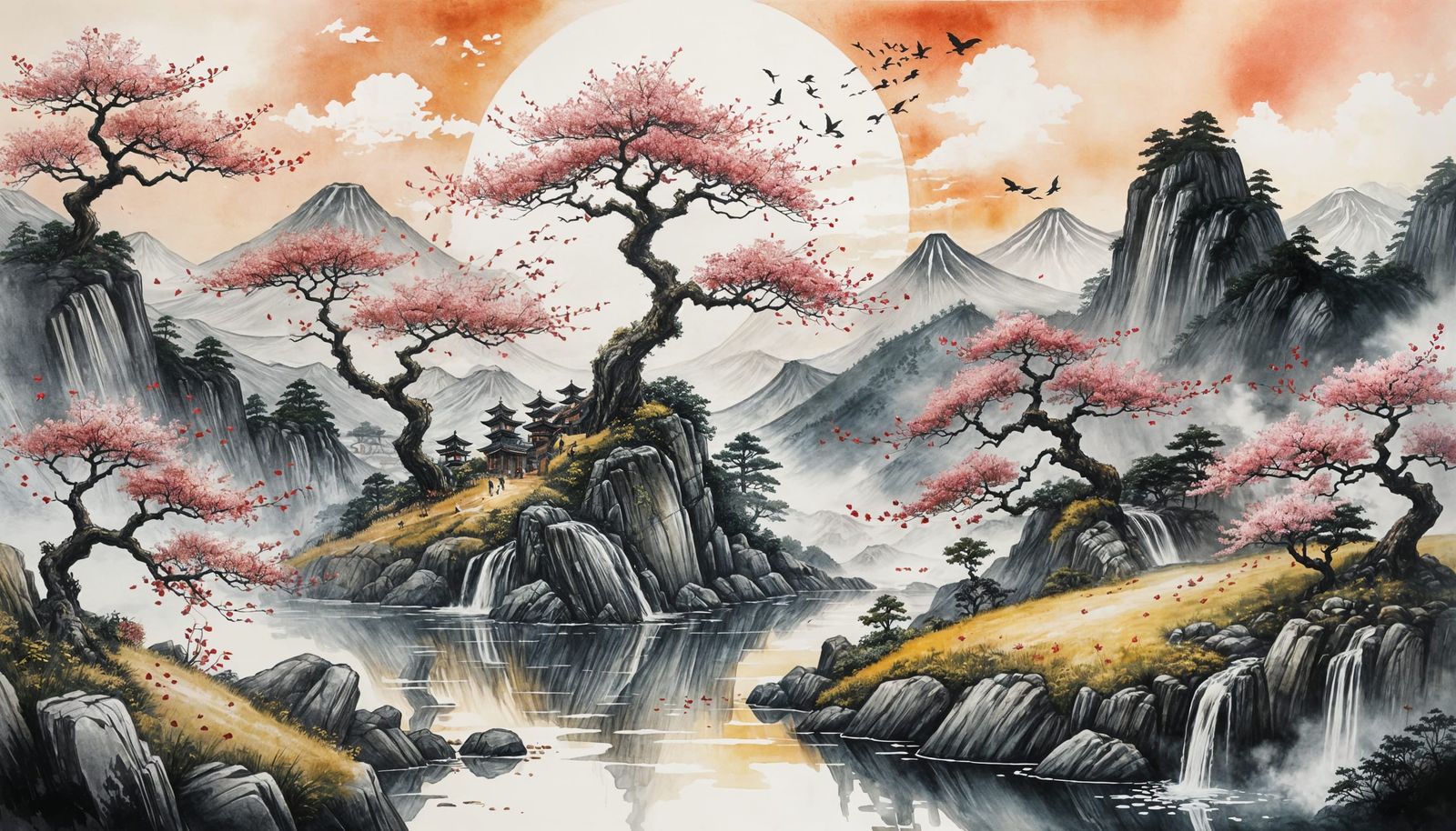 Samurai Training in Surreal Japanese Zen Garden