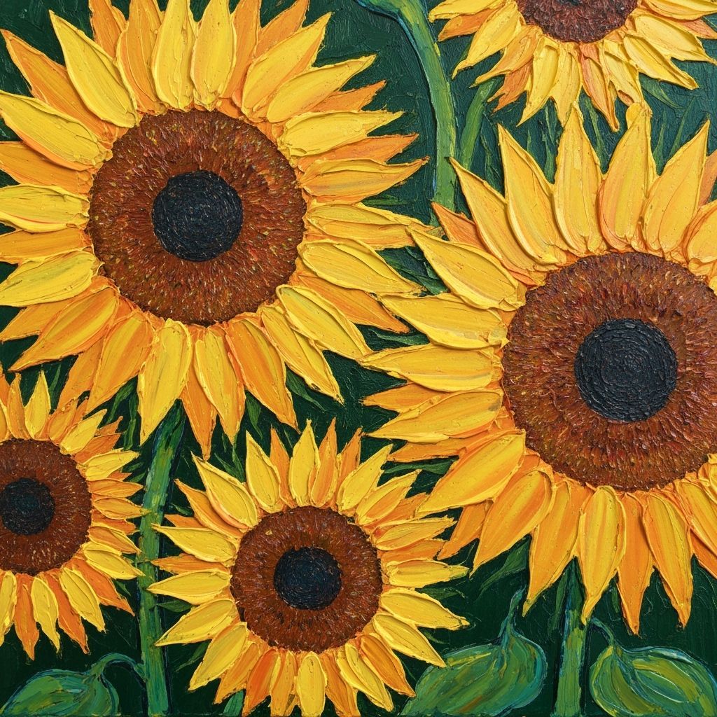 Sunflower Impasto Painting Inspired by Masters