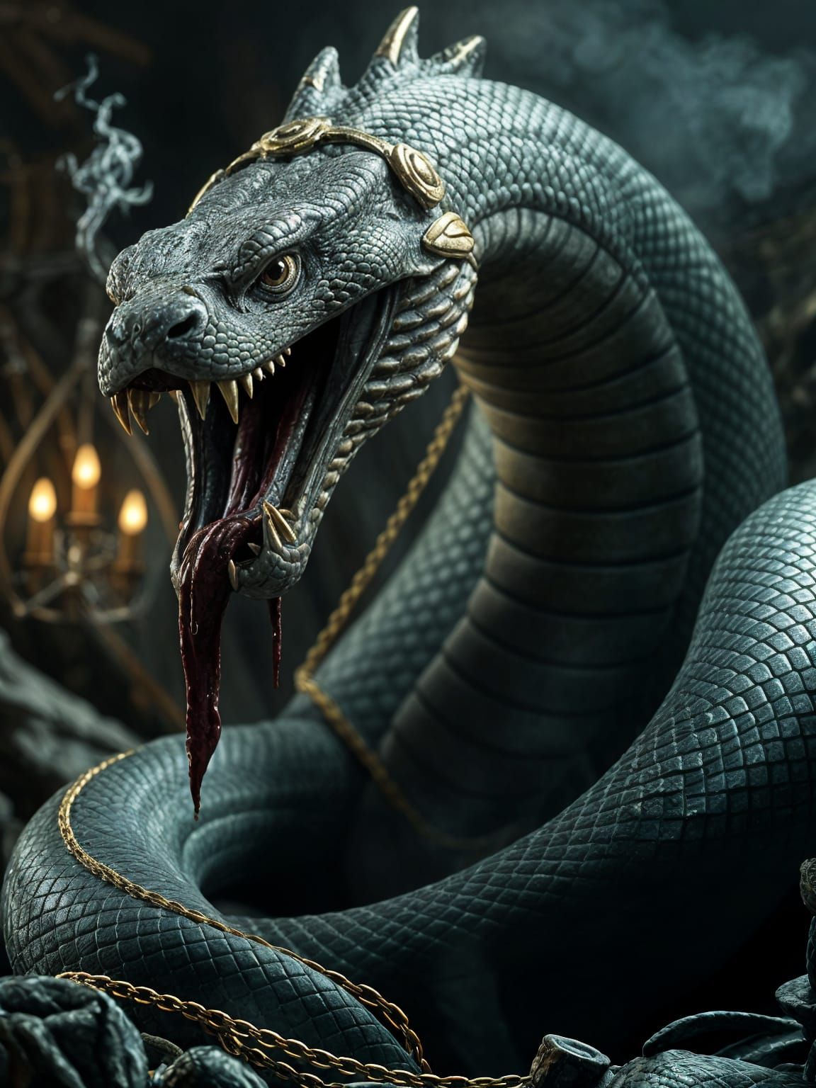 Serpentine Lamia Strikes: Fantasy Art