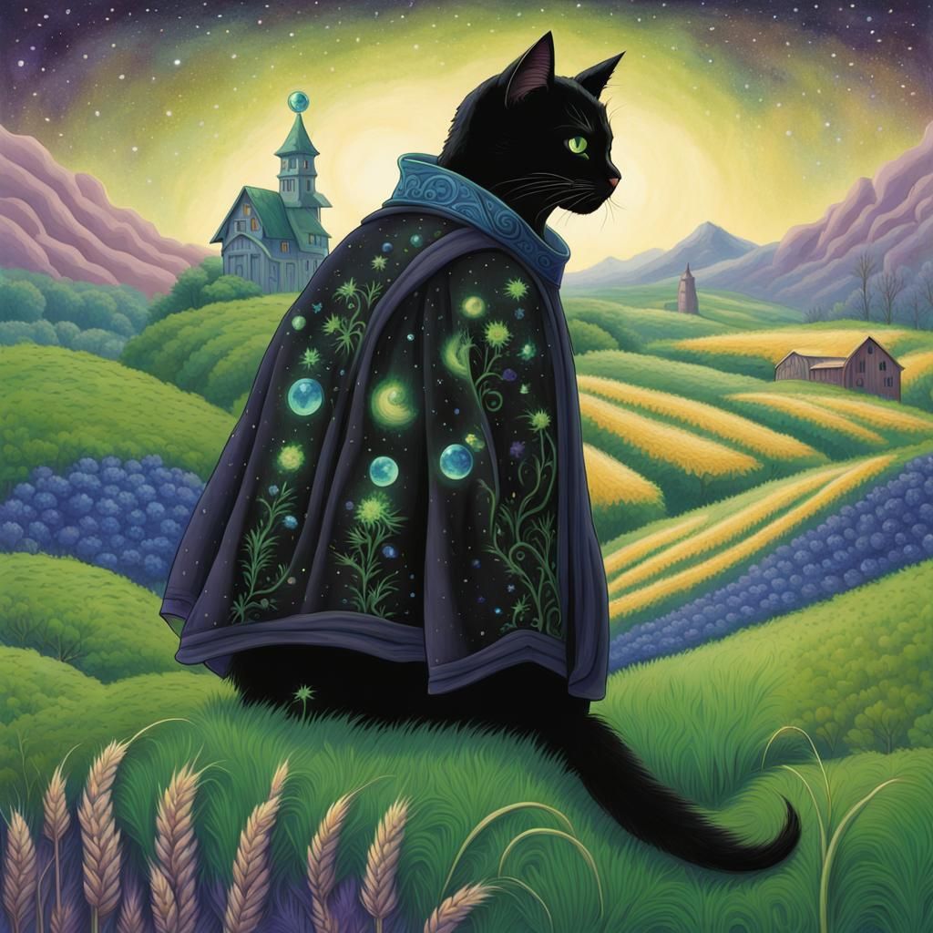 Farmer Cat Wizard Casts Time Magic: 3D Game Art