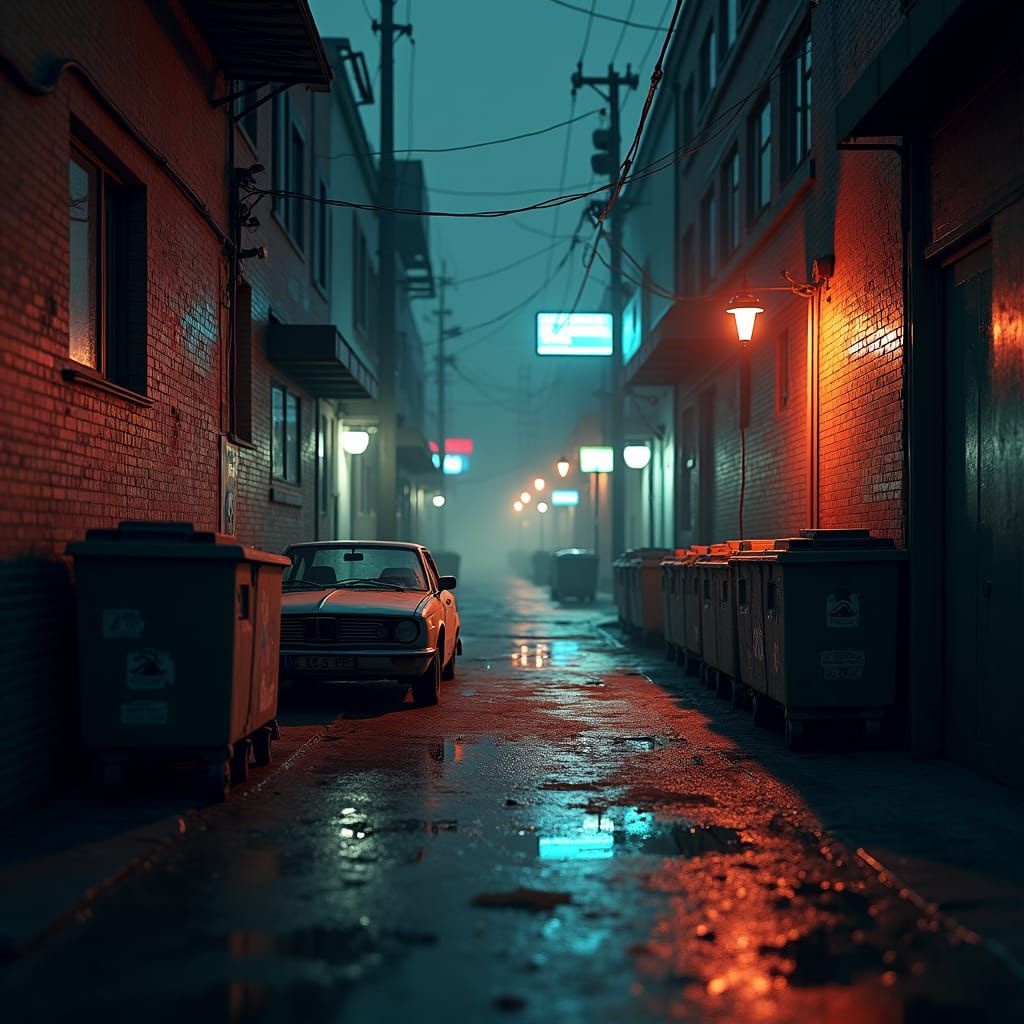 Gritty Urban Alley at Night in Unreal Engine 5