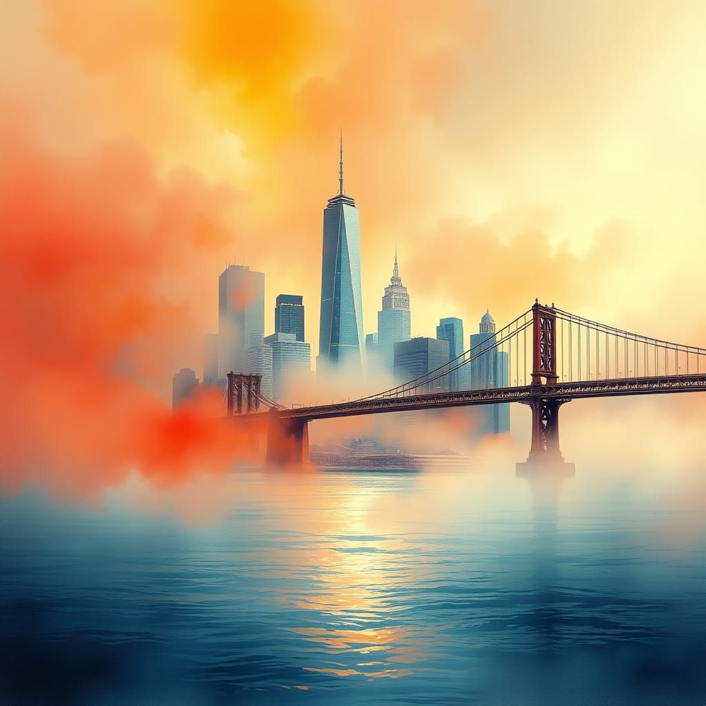 Skyscrapers and Golden Hues in Sunset Reflections