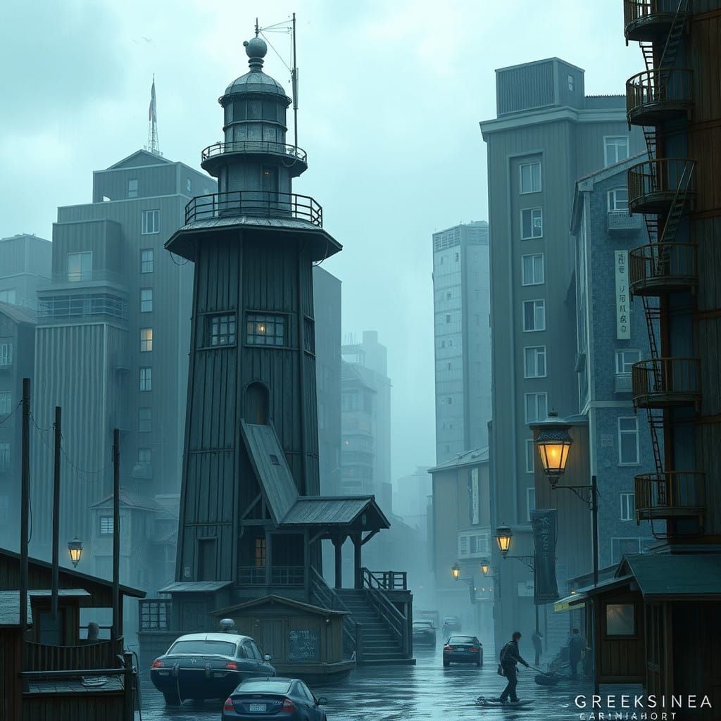 Lighthouse Amidst Urban Decay