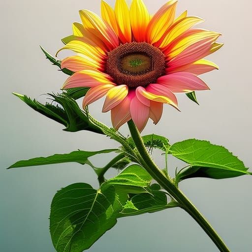 Hyperrealistic Pink Sunflower Splash Art