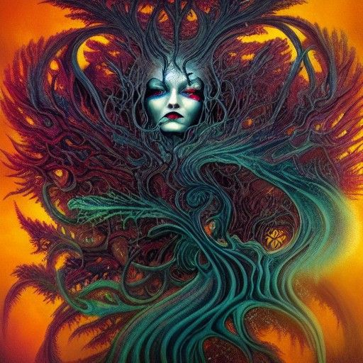 Elaborate Banshee Artwork in Dreamcore Horror Style