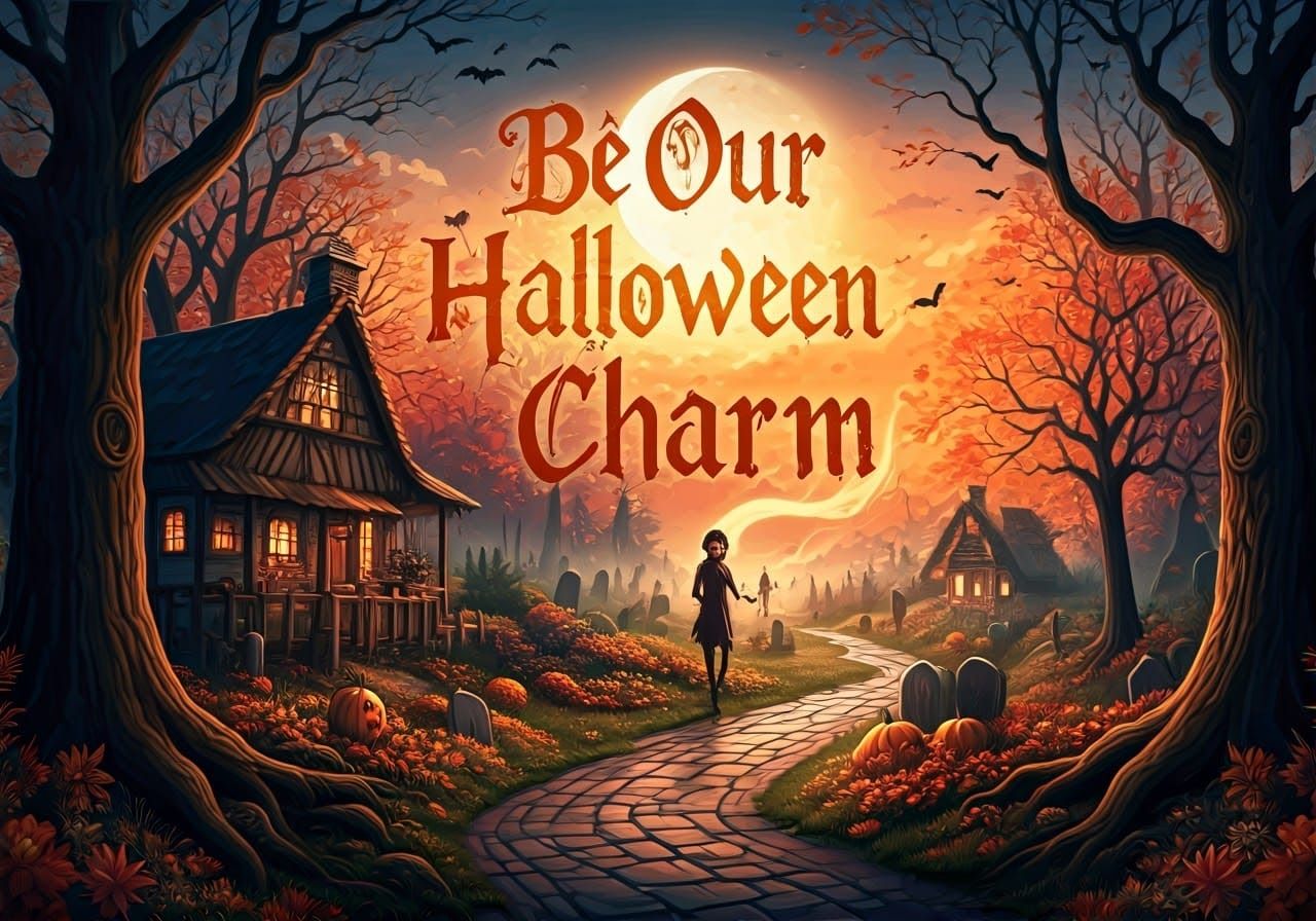 Charming Halloween Graphic Design with Autumnal Elements