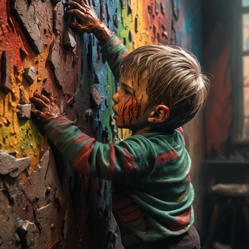 Hyperrealistic Toddler Freddy Krueger Concept Art