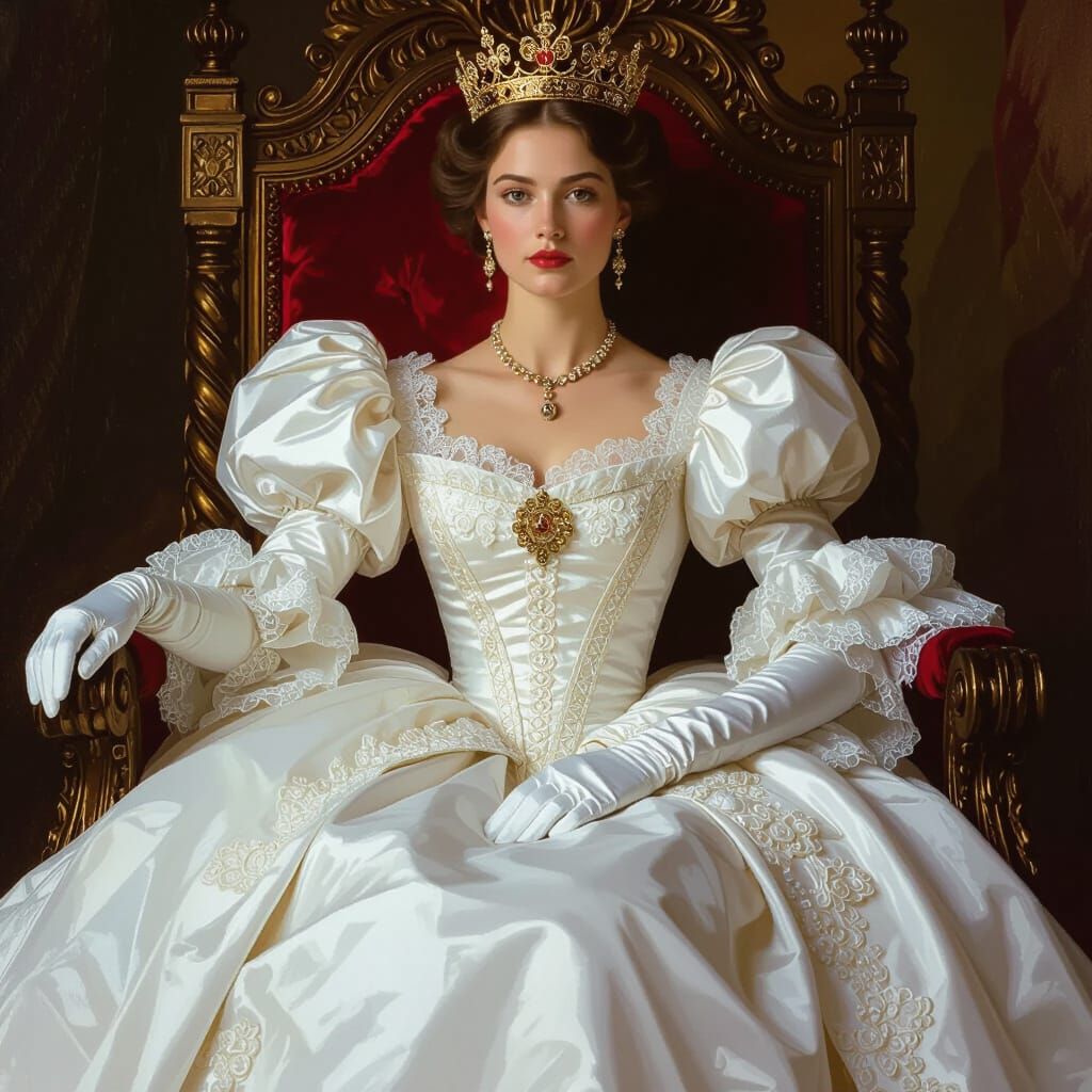 Regal Woman on Throne in 1800s Style