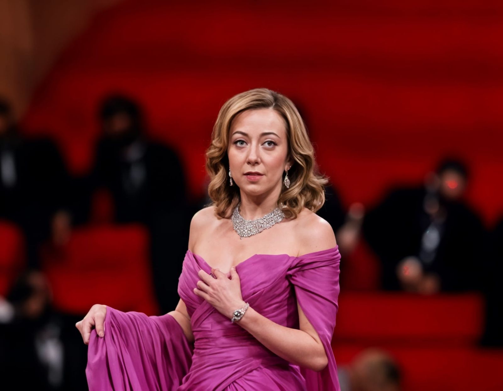 Elegant Pink Dress and Diamond Jewelry Portrait