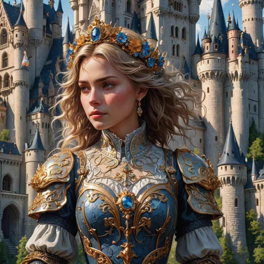 Neuschwanstein Castle Portrait in Hyperdetailed Style