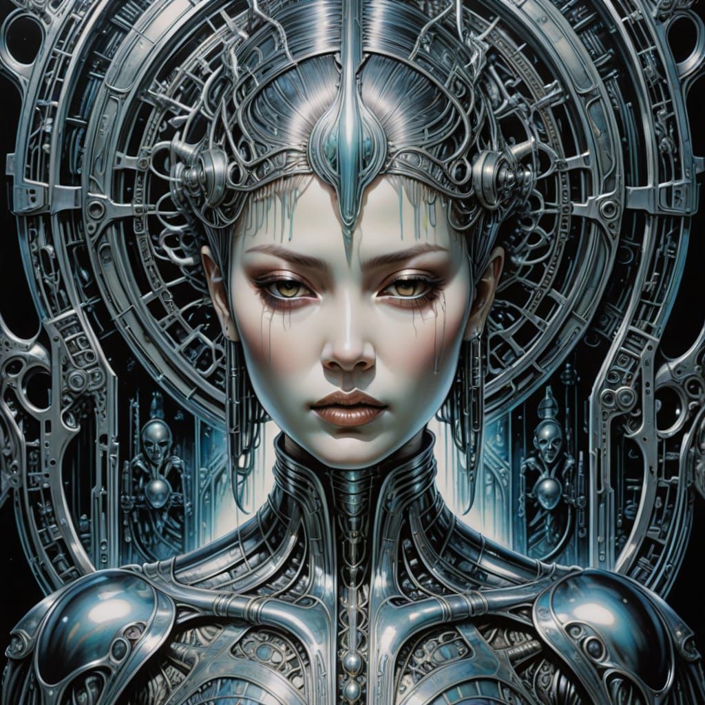 Mysterious Japanese Woman in a Cathedral, Inspired by Giger ...