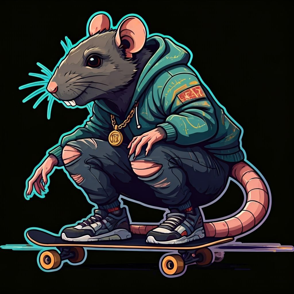 Graffiti Rat Character SubwayShadow on Skateboard