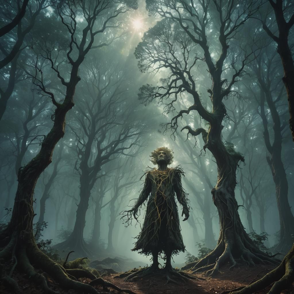 Mystical Tree of Life in Surreal Forest
