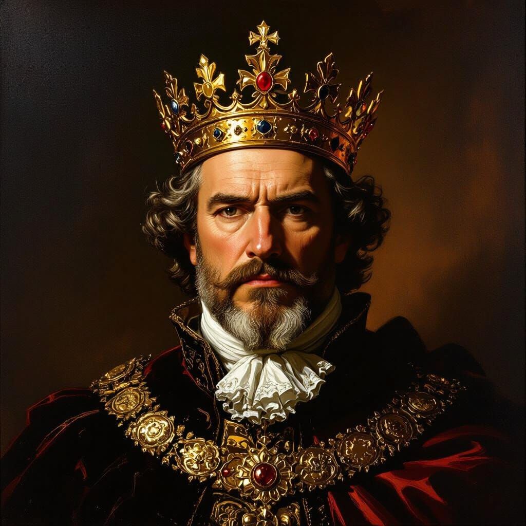 Politician with Golden Crown in Baroque Style