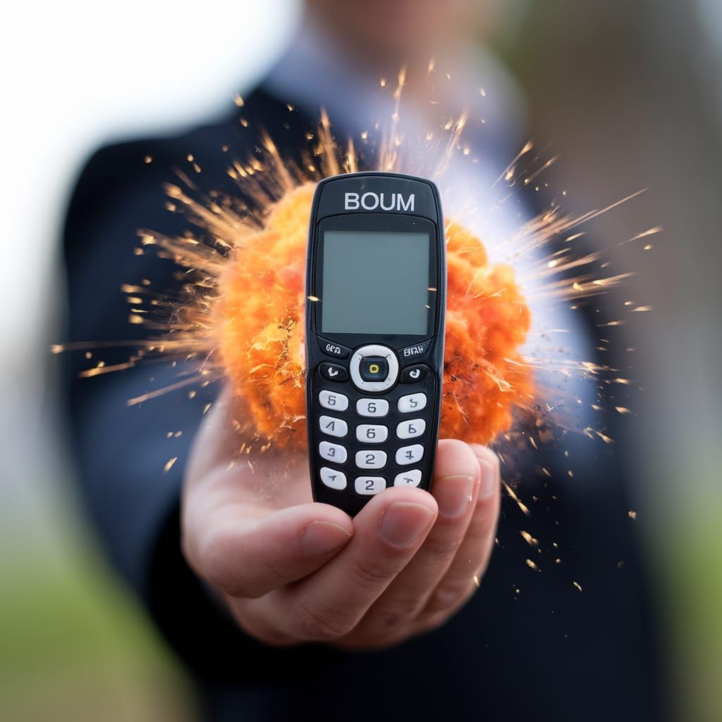 Pager Explosion with Hand in Professional Photograph