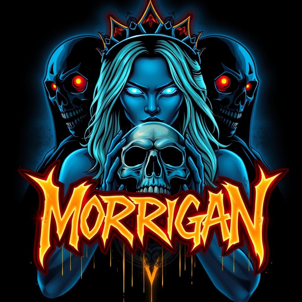 Graffiti Logo Art Featuring Alluring Queen in Neon Style