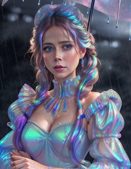 Amy Adams as Princess Peach in Rain, Hyperdetailed Art