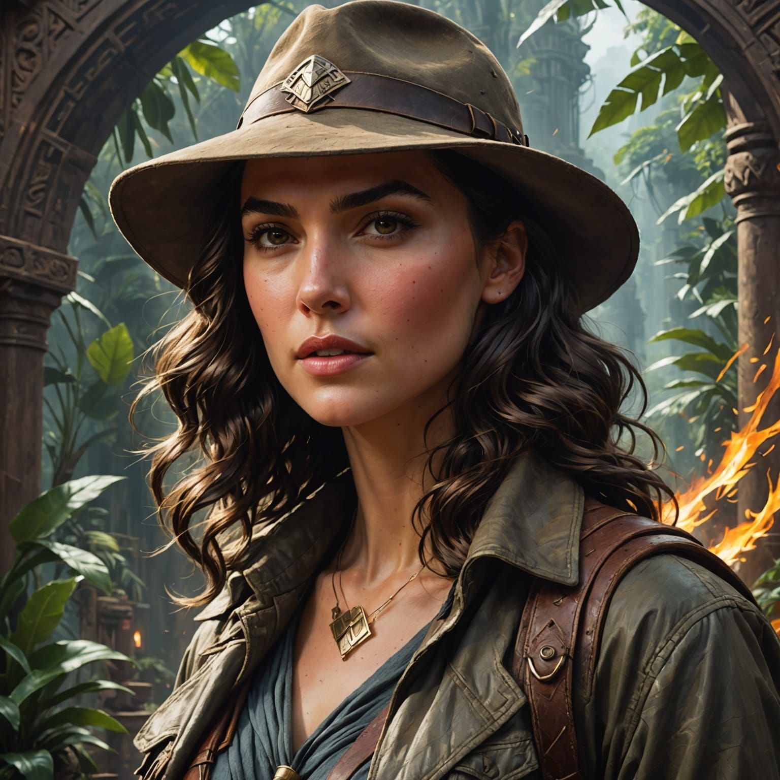 Explorer in Indiana Jones Style: Digital Portrait