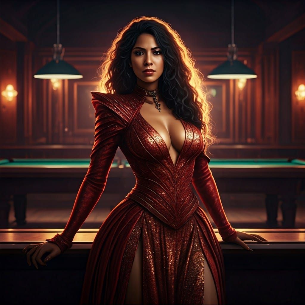 Glamorous Latina Singer in Sumptuous Bar