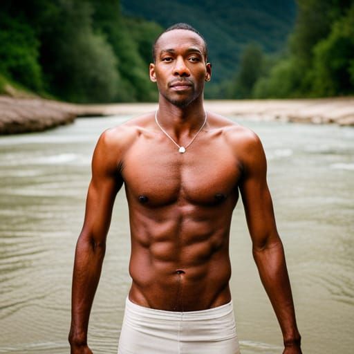 Man Bathes in Waterfall: Professional Portrait Photography