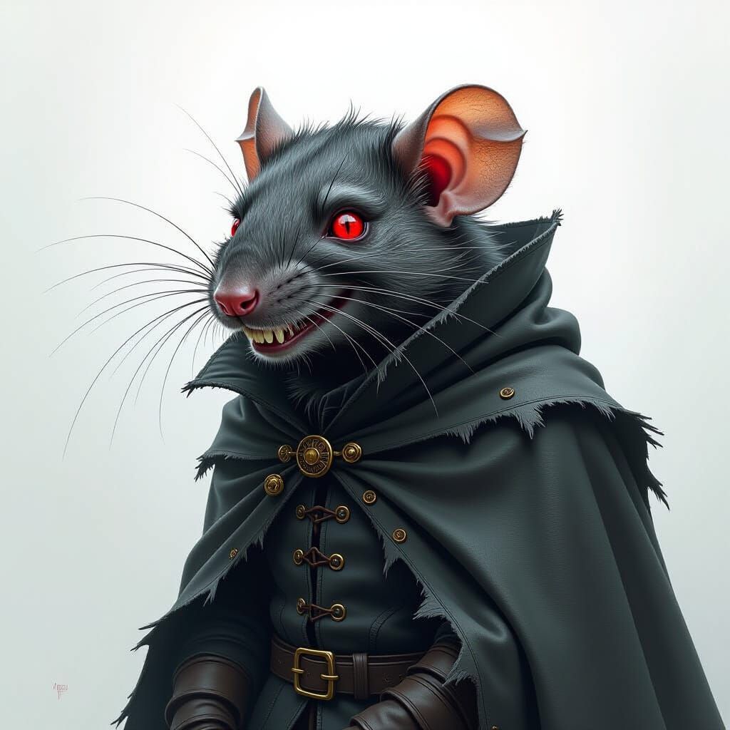 Demonic Rat with Red Eyes in Dark Fantasy Style